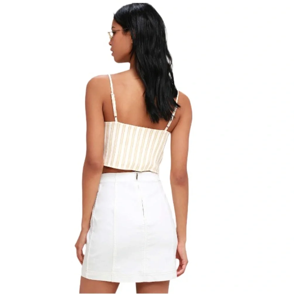 FREE PEOPLE | Modern Femme White Denim Mini Skirt Summer Beach Vacation Resort